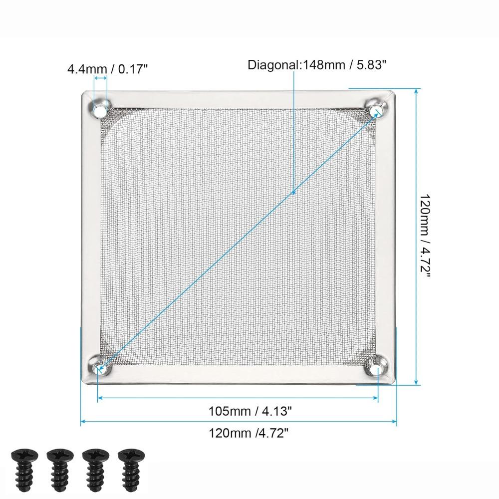 Anti Rust Computer Fan Filter Grills Aluminum with Screws Dust Cover Silver Black Dust Filter Cover Computer Cooling