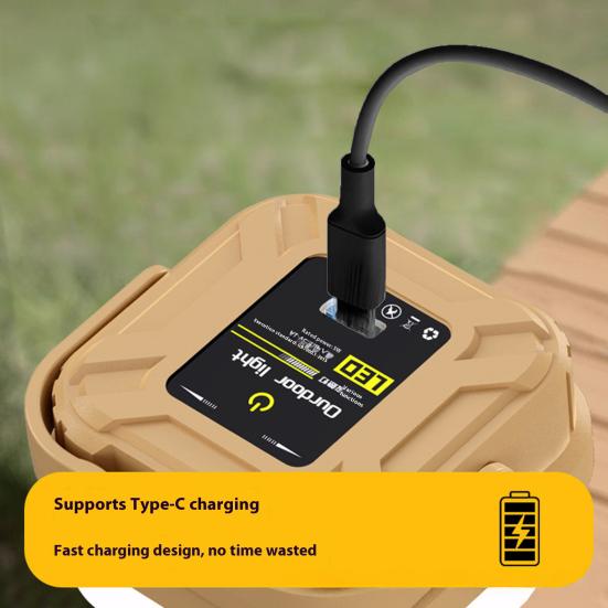 Outdoor Camping Lantern Light Waterproof Solar USB Rechargeable Square Light 3 Modes Adjustable Ultra Bright Hiking Tent Hanging Emergency Lamp