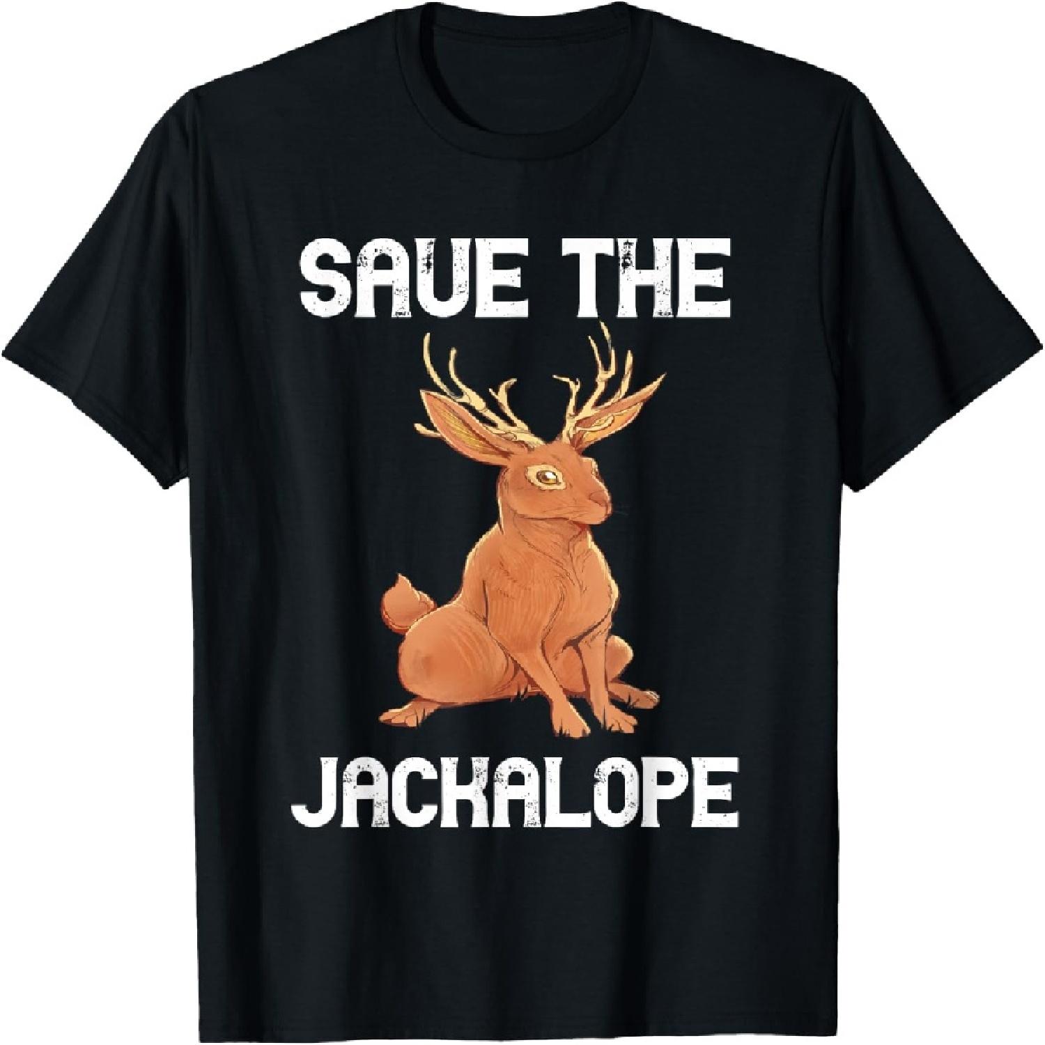Save The Jackalope Jackrabbit Cryptid Rabbit Cryptozoology T-Shirt S