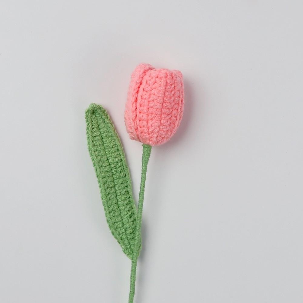 Crochet Flowers Knitted Tulips Flower Hand-woven Handmade Plant Fake Flower Plants  Party Decor