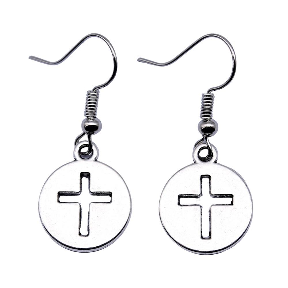 Cross Dangle Earrings Minimalist Gothic Christian Symbol Drop Earrings Girl Jewelry