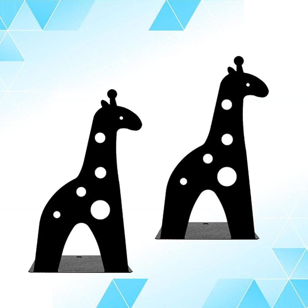 ARTIBETTER 2pcs Giraffe Shaped Nonskid Metal Cute Cartoon Design for Books Magazines Organizer for Home Office Classroom and Library Black