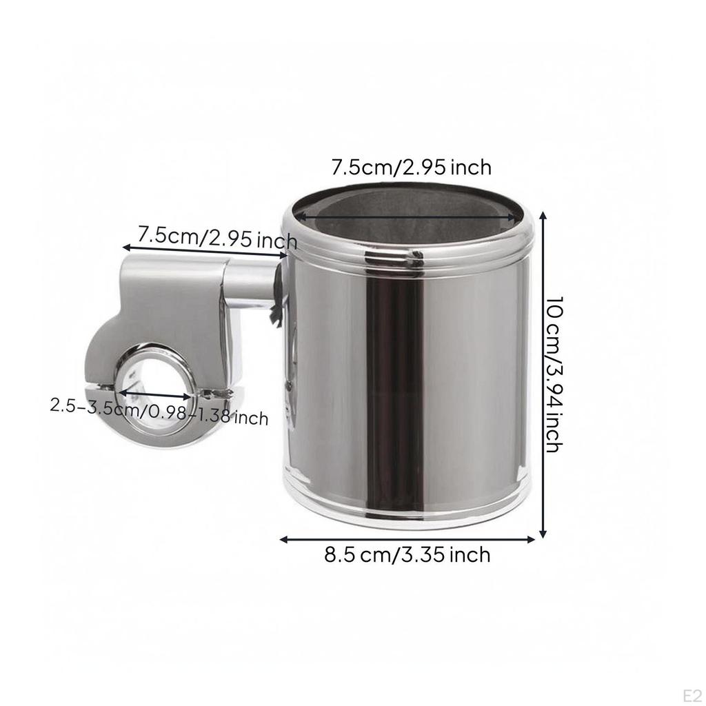 ChromeFinished Motorcycle Cup Holder | Metal, Handlebar Holder, for Motorcycles