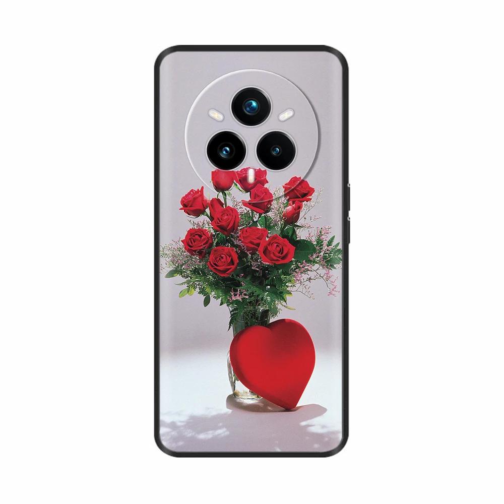 Für Realme 14 Pro Plus Hülle Rückseite Girly Mode Herz Blume Malerei Weiche TPU Hülle Fundas Für Oppo Realme 14 Pro+ Hüllen