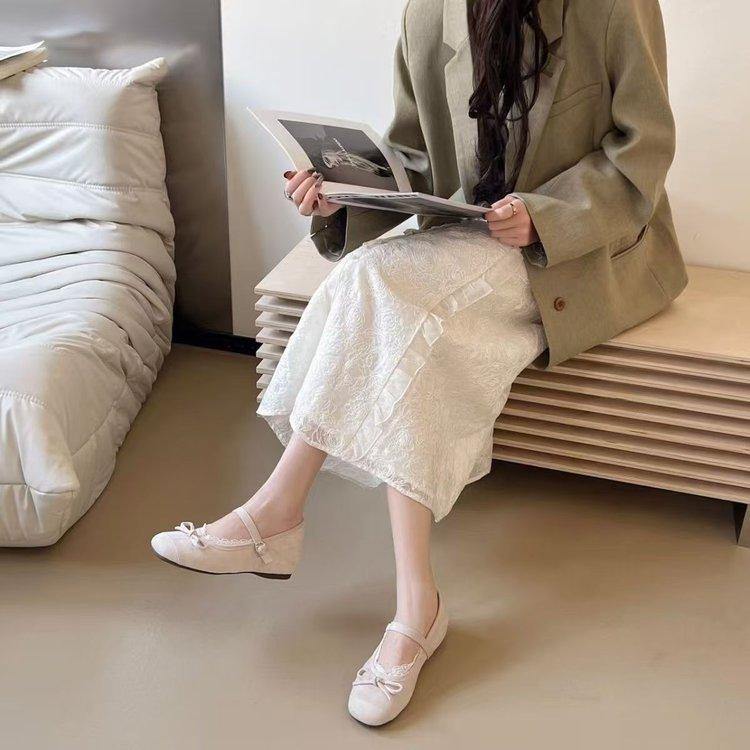 French Sweet Bow Mary Jane Shoes Girls Autumn Ballet Shoes Comfortable Pedal Skirt Single Shoes