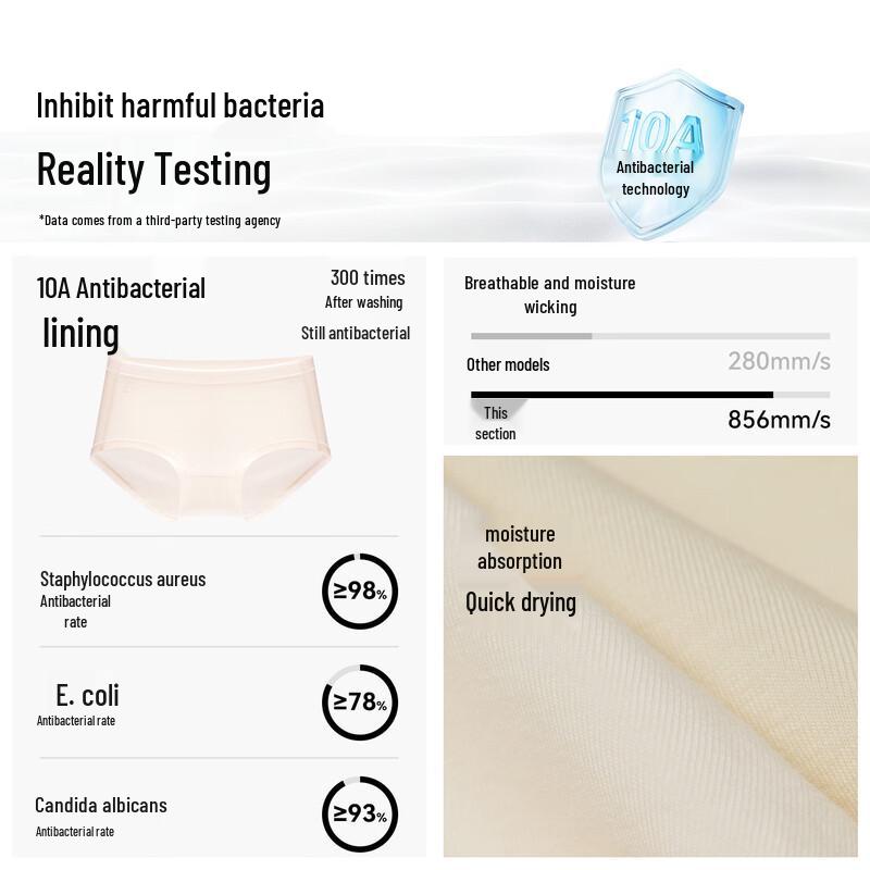 Etam Women's Seamless Combed Cotton Mid-High Waist Antibacterial Briefs