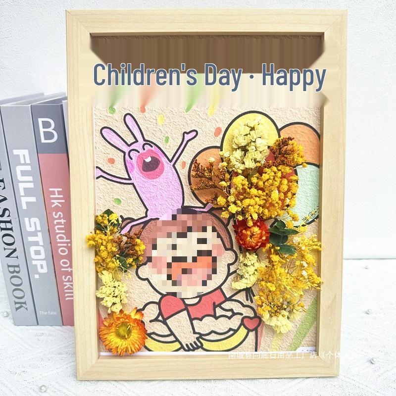 Handmade A4 Photo Frame with Dried Flowers - DIY Kit for Wall Decoration or Valentine's Day Gift