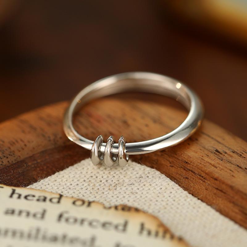 

Кольцо Banyan Tree S925 Silver для женщин в корейском стиле с тремя кольцами на указательный палец - простой и универсальный дизайн Number 13 белого золота