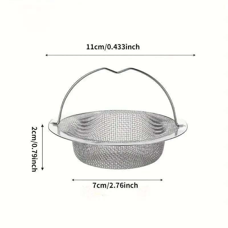1/2pcs Kitchen Sink Strainer With Handle & Stopper Replacement Drain Basket Stainless Steel Mesh Filter Waste Hole