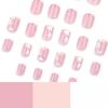 24 Piezas de Uñas Francesas Cuadradas Press-on con Diseños Florales Cobertura Completa Uñas Adhesivas Arte de Uñas de Moda para Primavera