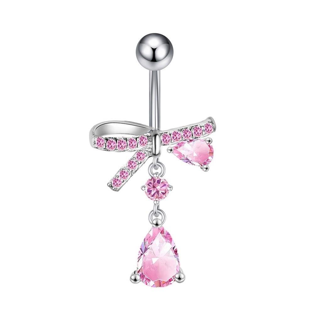 Bow Butterfly Navel Piercing Elegant Curved Barbell Fashion Dangled Belly Ring Party