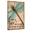 Metal Dragonfly Wall Art Vintage Tin Sign Inspirational Quote Home Decor Plaque