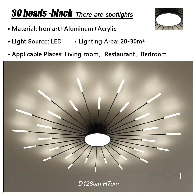 Modern Firework Led Ceiling Lights Home Decor Living Room Bedroom Ceiling Lamps Lustre Lighting Black Gold Mounted Lamp Fixtures