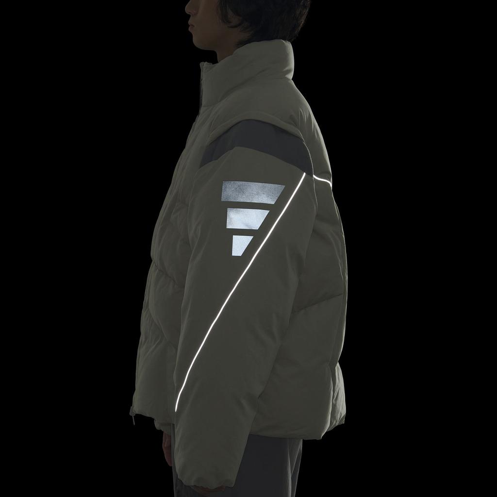 adidas FW24 FUSTL Series P DJK Mid Removable Insulated Sports Casual Down Jacket Men Jacket Light-Sesame Earth-Gray JM6175