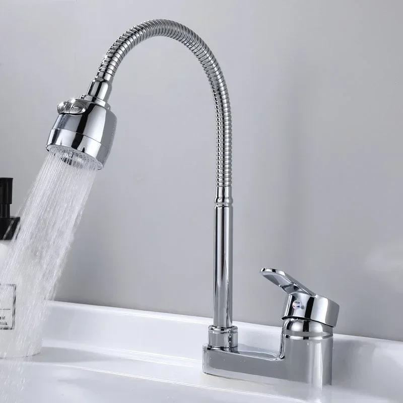 Kitchen Faucet 360° Rotatable Flexible Faucet 2 Mode Stream Spray Bubbler Splash Proof Hot Cold Water Sink Mixer Tap Home Use