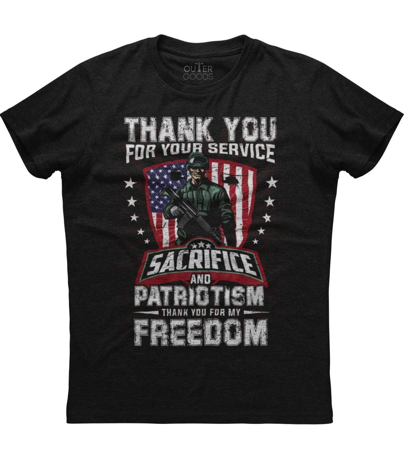 Thank You For Your Service Sacrifice Memorial Veterans Day Unisex Black T-Shirt M