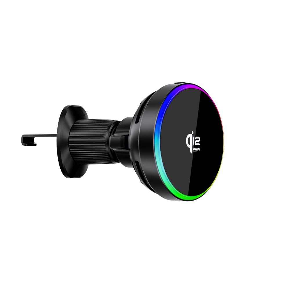 Magnetic 25W Wireless Car Charger Air Vent Phone Holder Stand with  RGB Ambient Light For iPhone 17 16 Pro Max 15 14 13