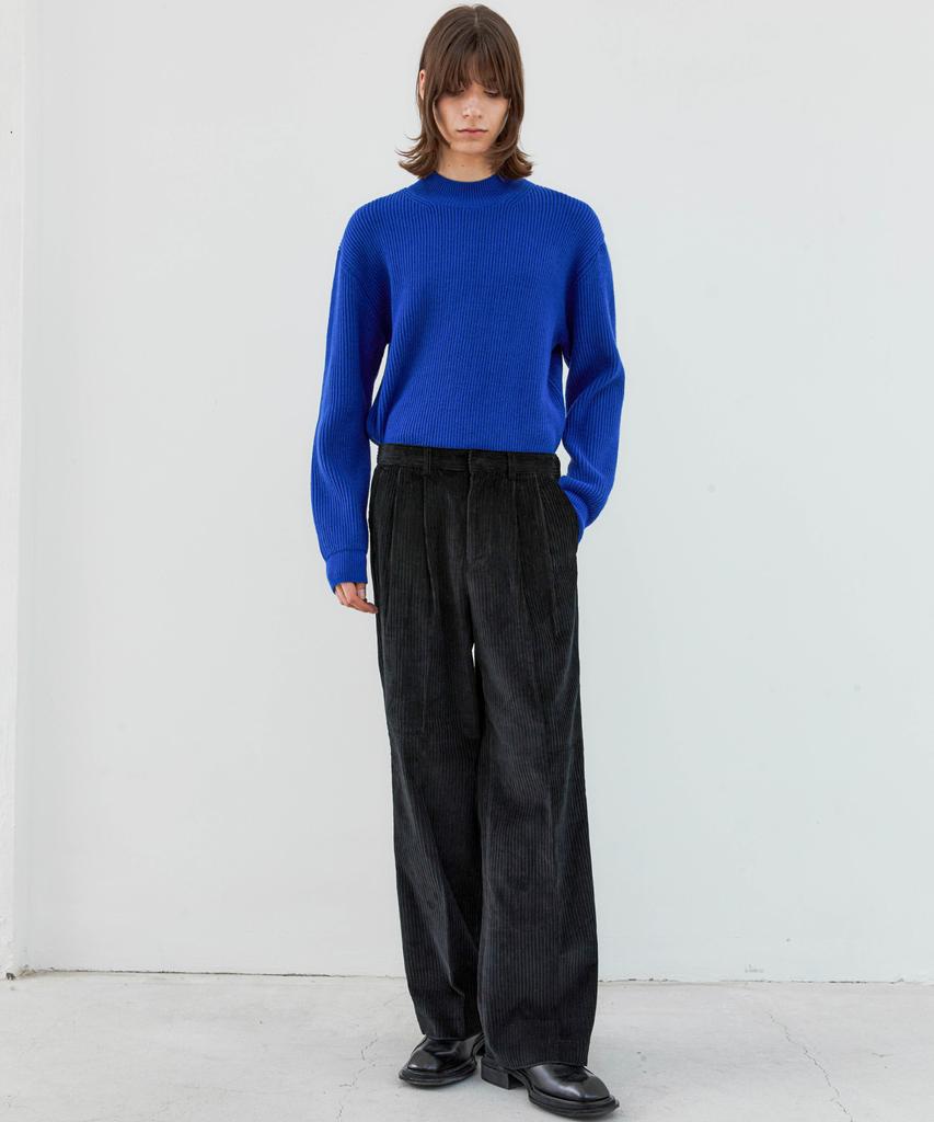 TRIP LE SENS Fw Comfort Corduroy Double-Pleat Slacks_Black