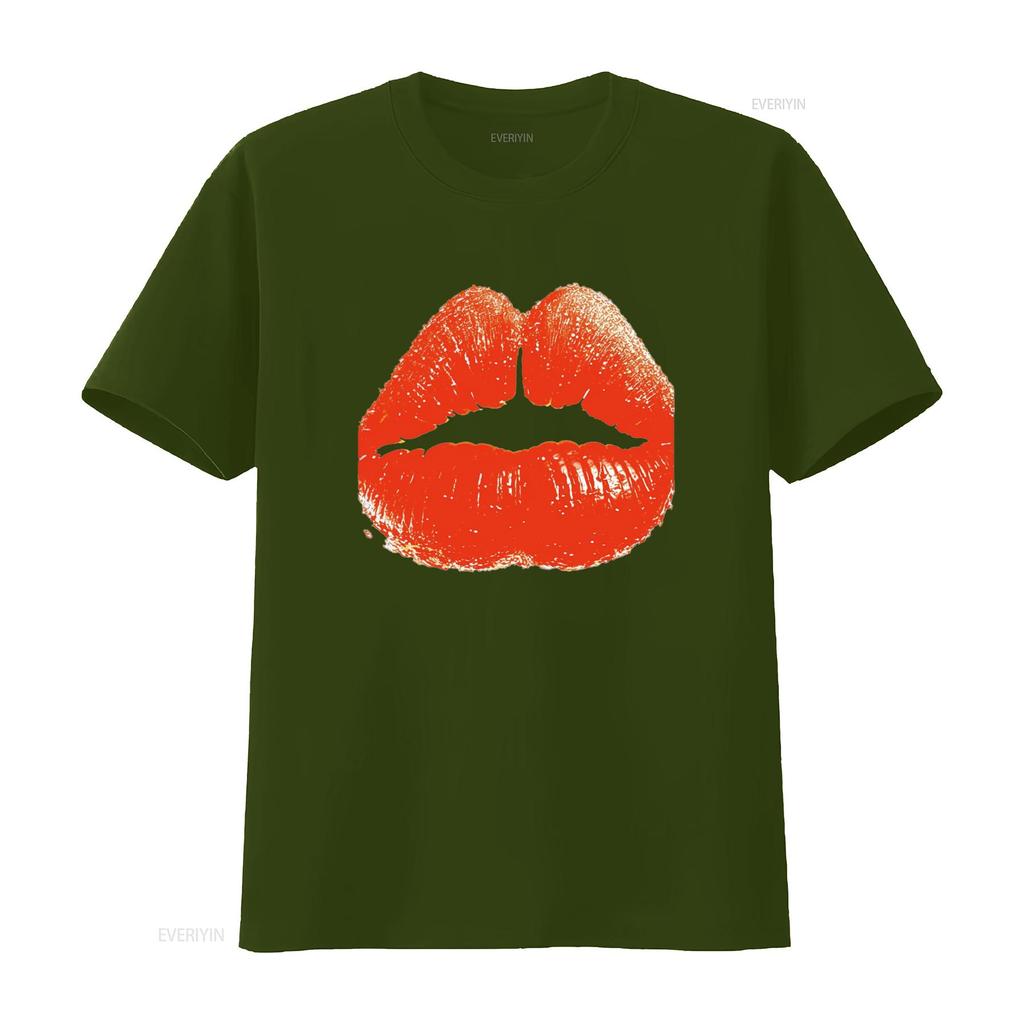 Red Kiss Lips T Shirt vintage Washed Breathable fashion streetwear Stylish Comfortable graphic Soft Unisex homme