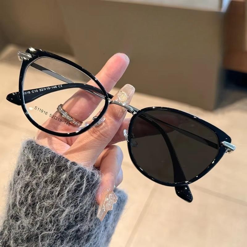 Retro Cat Eye Myopia Glasses for Women Men Outdoor UV Protection Sunglasses Anti-blue Light Sight Eyeglasses UV400 0 To-6.0