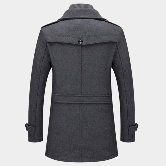 Giacca da Uomo Monocolore Finto Due Pezzi Autunno Inverno Zip Bottoni Cappotto per Uso Quotidiano