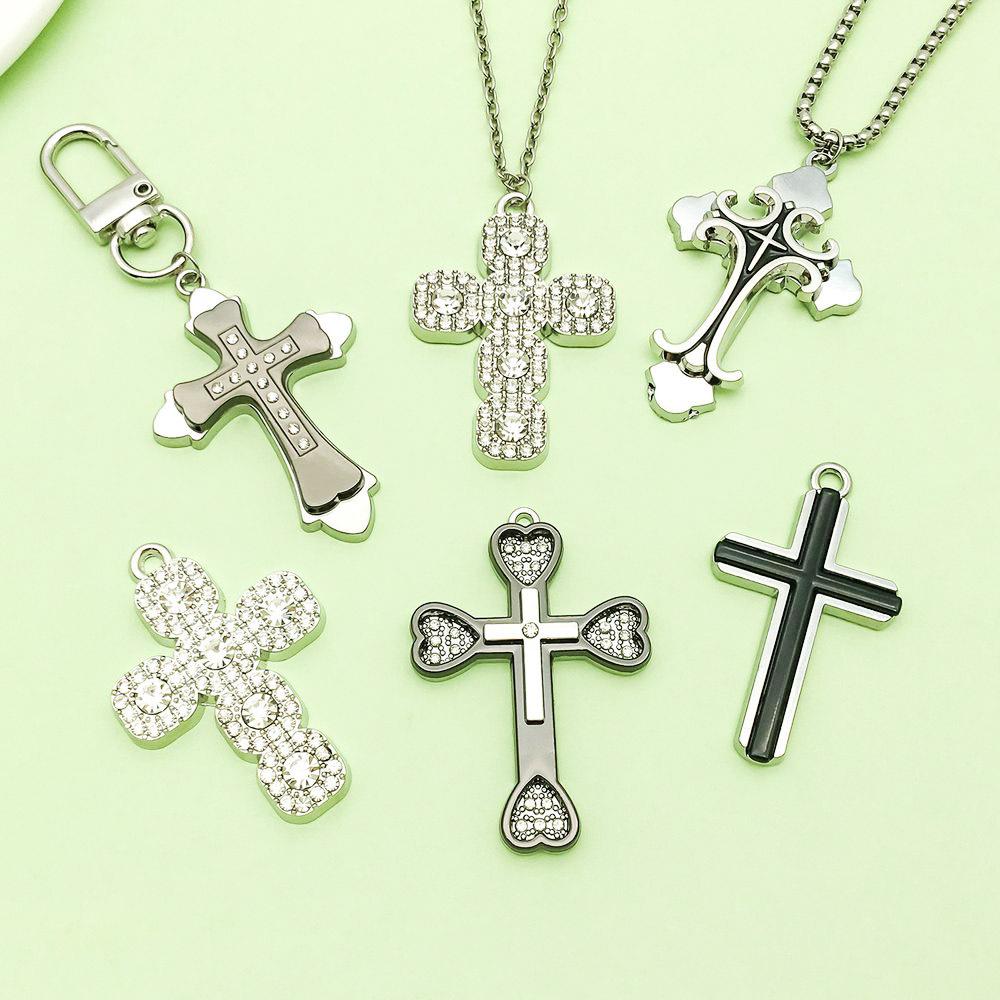 White K Point Alloy Cross Pendants for DIY Jewelry