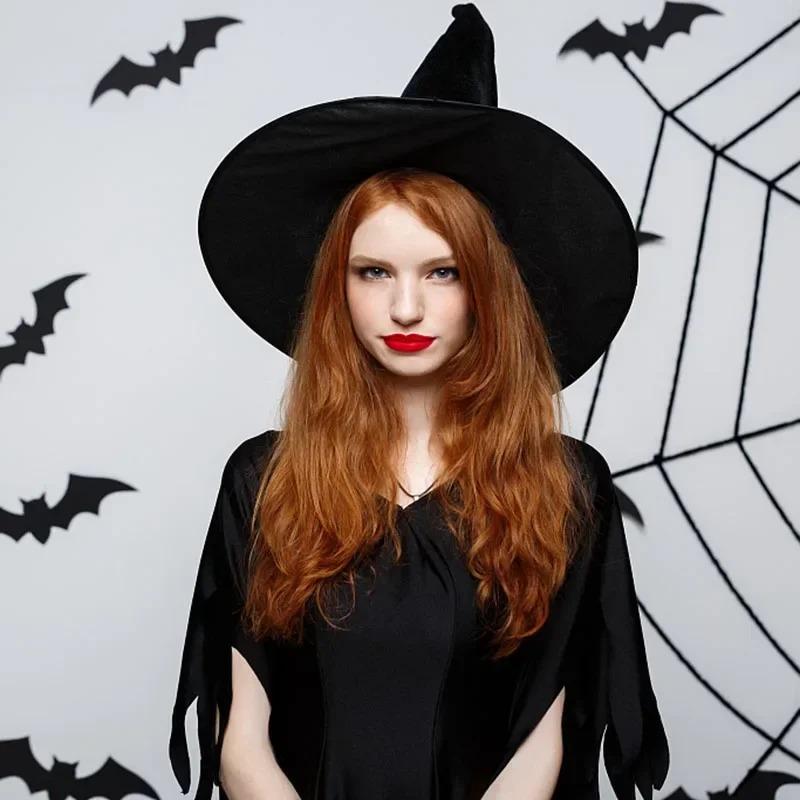 Halloween Witch Hat Kids Adults Halloween Party Cosplay Costume Props Decoration Black Wizard Cap Yard Hanging Witch Hat