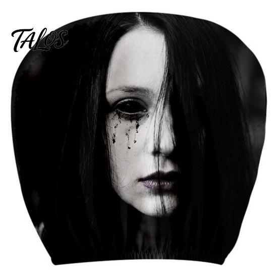 Novelty Horror Style Auto Decor Funny Car Headrest Covers, Ghost Skull Print Cartoon Seat Accessories Protector, Universal Breathable Interior