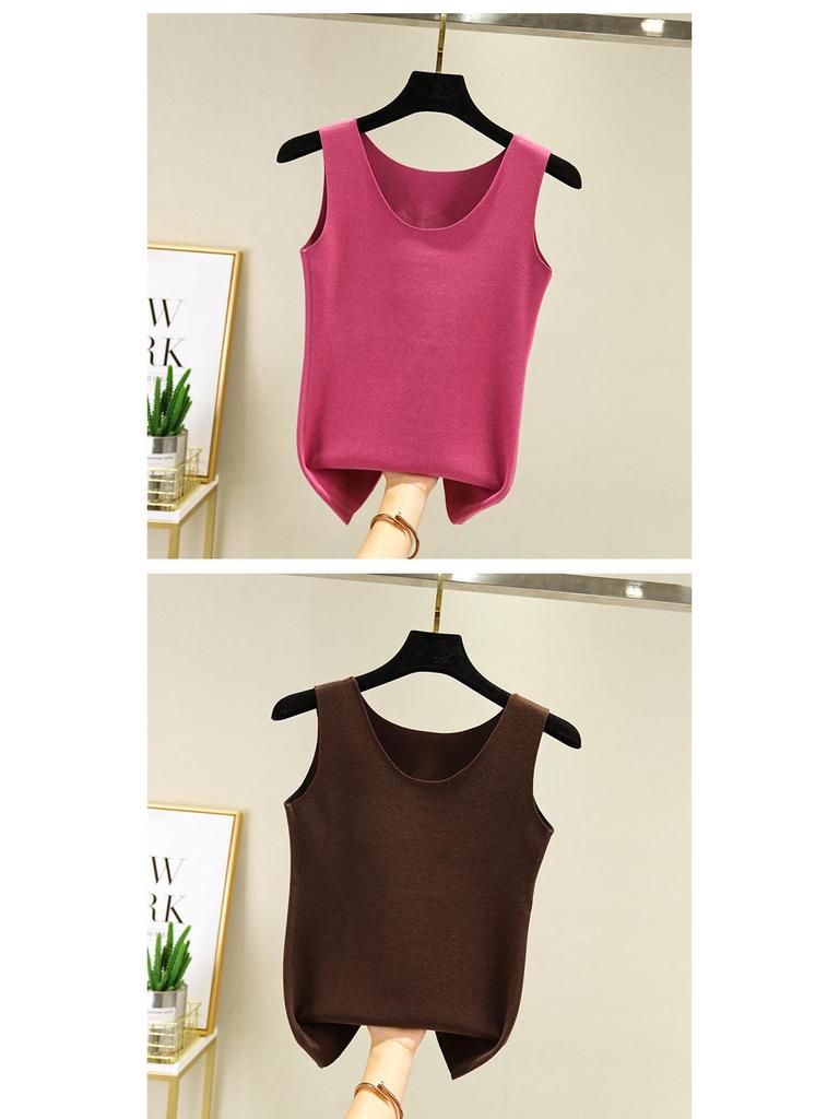 Women's Slim Double-Faced Fleece Vest: Warm Seamless Cotton Bottoming Shirt for Autumn and Winter