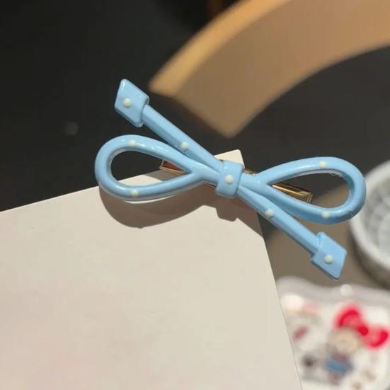 4Pcs Girl Hairpin Dot Print Hollow Bow Tie Design Hair Clips Lightweight Non-Damaging