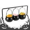 Halloween Witch Bucket 3 Can Iron Rack Set Candy Bucket Cauldron Candy Bowl Iron Pot Bucket for Treat Kitchen Dining Home Decor