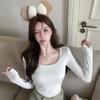 Women's Tops Bottoming Shirt Slim Slim Fit Square Neck