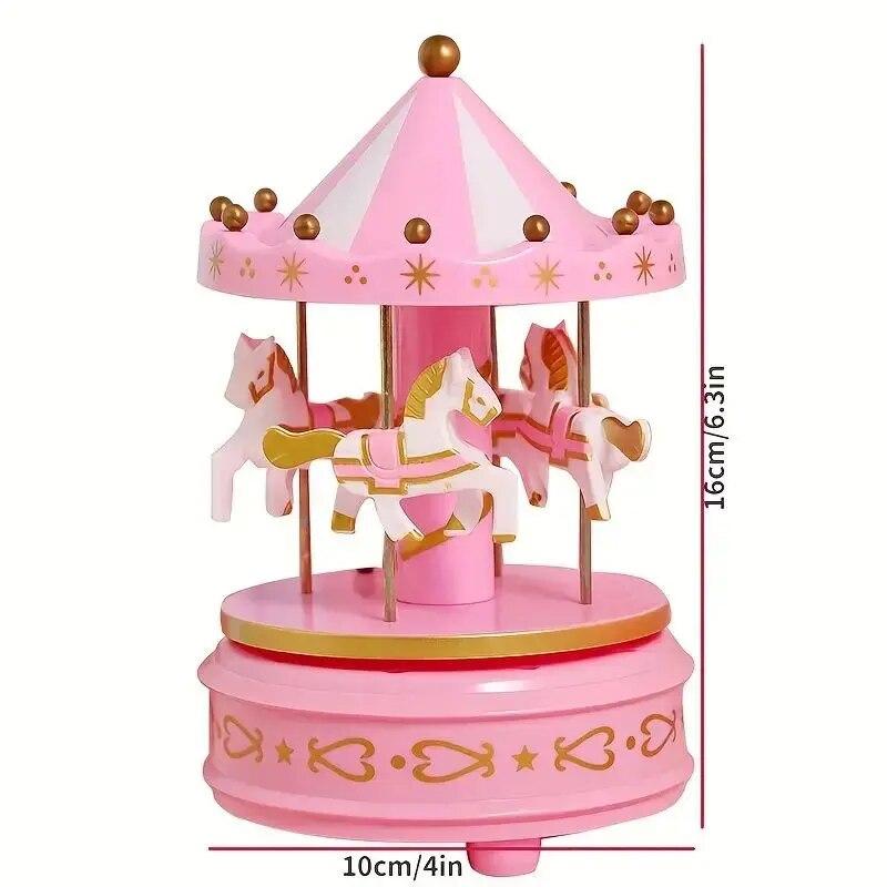 Carousel Music Box Cake Decorative Ornament Baby Birthday Gift Toys Desktop Carousel Toys Handwork 4 Horses Music Box Gifts