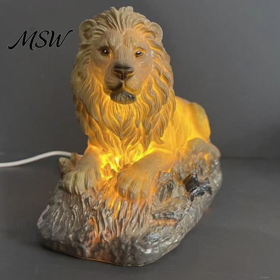 Gift for Animal Lovers And Collectors 3D LED Night Light, Resin Dolphin Owl Lion Sculpture Table Unique Boys Girls Lamp, USB Desk Decor Bedroom, Warm