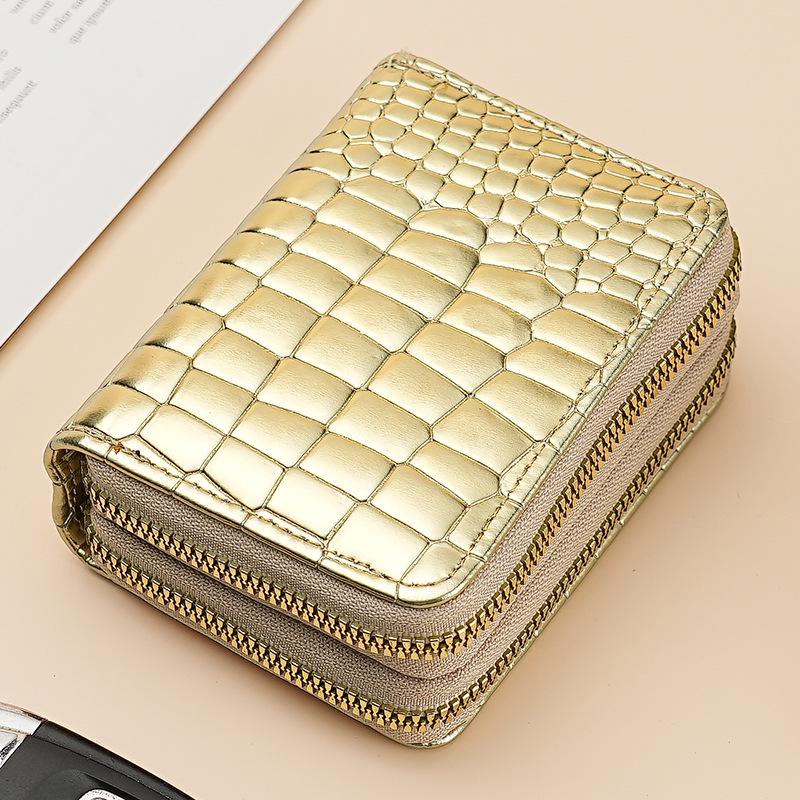Women's Crocodile Pattern Accordion Zipper Card Holder & Coin Purse - Multi-Card Slots, Large Capacity