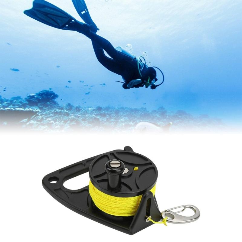 Scubas Ratchets Dives Reel with Handle Stop Switches High Visibility Retractable Line Diving Reel Finger Spool Easy Use