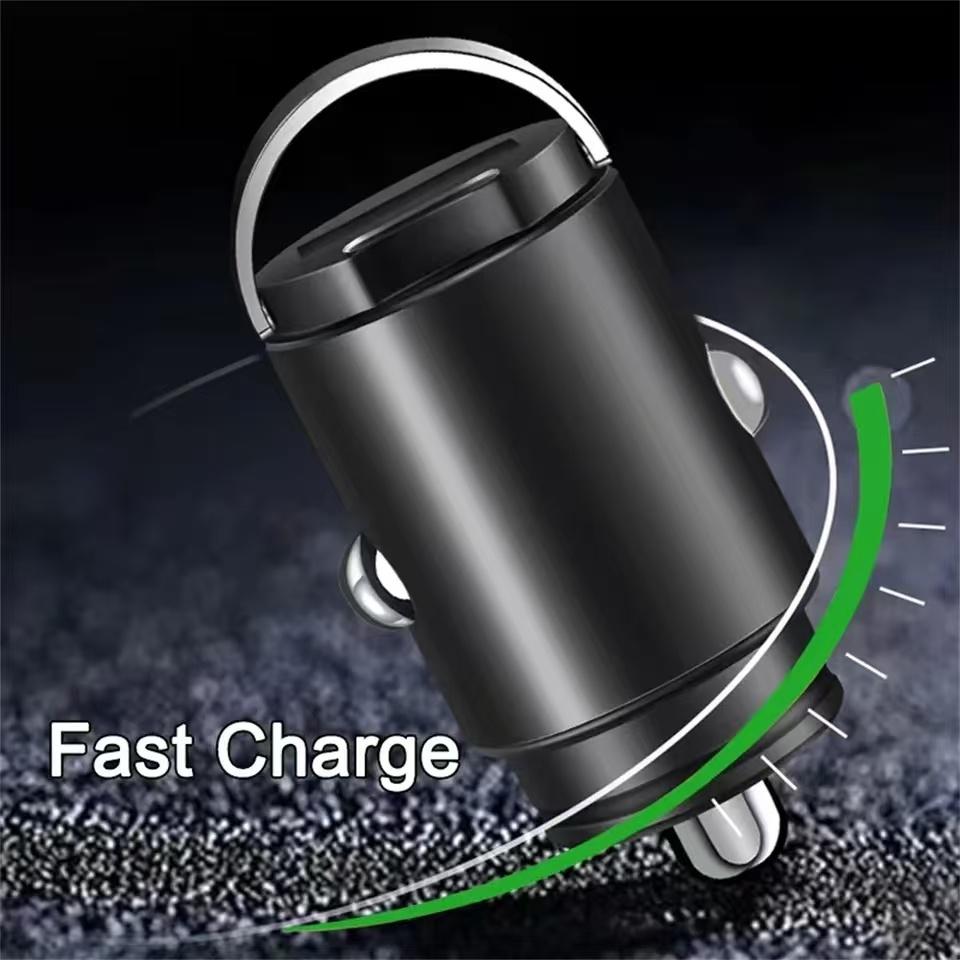 Mini Car Charger Fast Charging for iPhone QC3.0 Mini PD USB Type C Car Mobile Phone Charger for Xiaomi Samsung Huawei