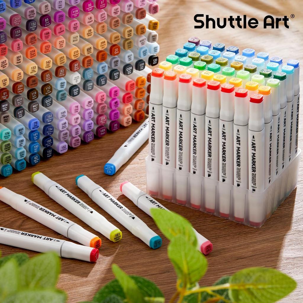 Shuttle Art Illustration Marker and Blender with Wide and Fine Carrying Case Perfect for Coloring and A great gift for adults and 205-Piece Set,