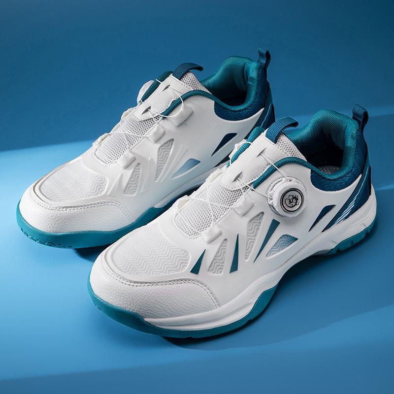 9106 Men's Shoes Rotating Buckle Badminton Low Top Tennis Table Leather Sports