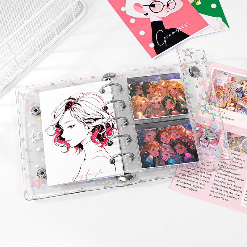 M5 5Holes Transparent Star Loose Leaf Binder Cover Journal Sketchbook Accessories Diary Office Supplies