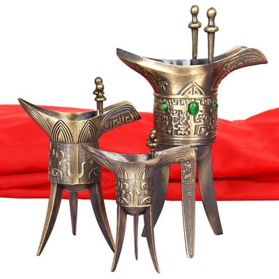Qianlong Antique-Style Bronze Jue Wine Vessel - Creative Home Ornament Gift