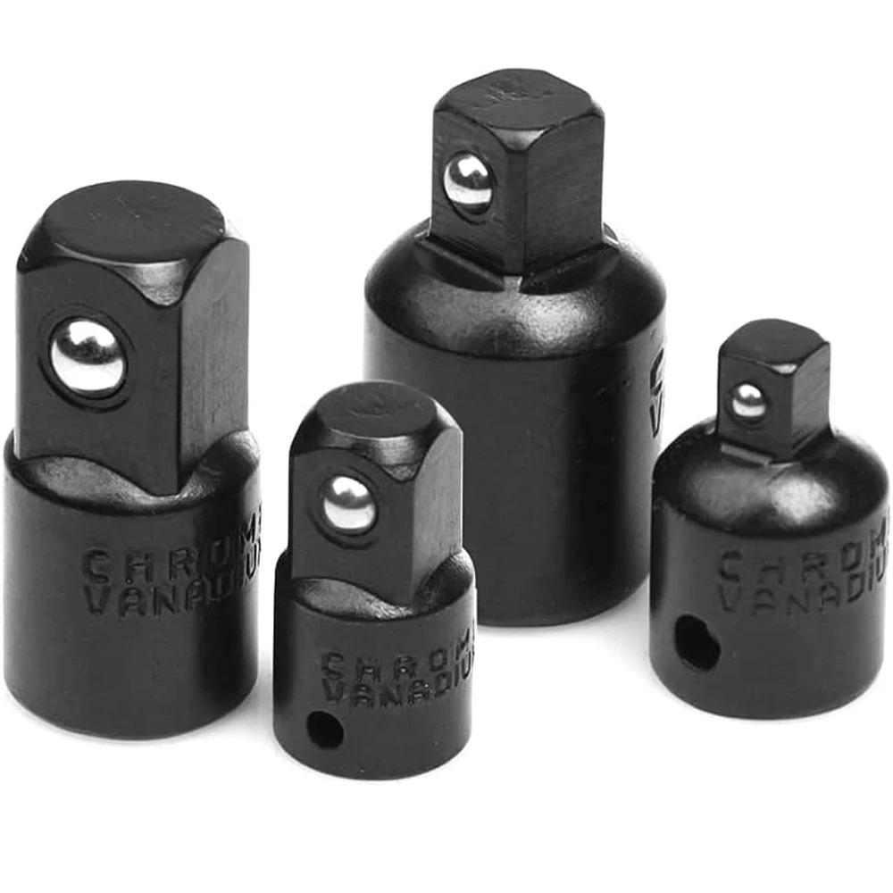 4pcs 1/4 3/8 1/2 Wrench Adapter Ratchet Wrench Socket Spanner Set Converter Reducer Sleeve CR-V Chrome Vanadium Steel