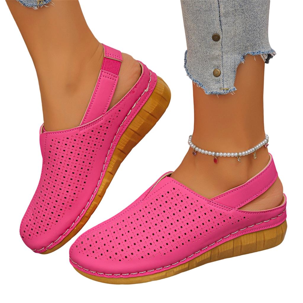 Women Casual Open Back Slingback Sandals Lightweight Breathable Hollow Out Design Slip On Summer Shoes Comfortable Walking Footwear