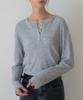 HAINT Henley Neck Wool Waffle T-Shirt_Light Gray