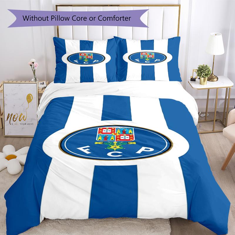 3pcs FC Porto Bedding Set Duvet Cover Closure Includes 1 Duvet Cover & 2 Pillowcases, Soft and Comfortable for All Seasons.