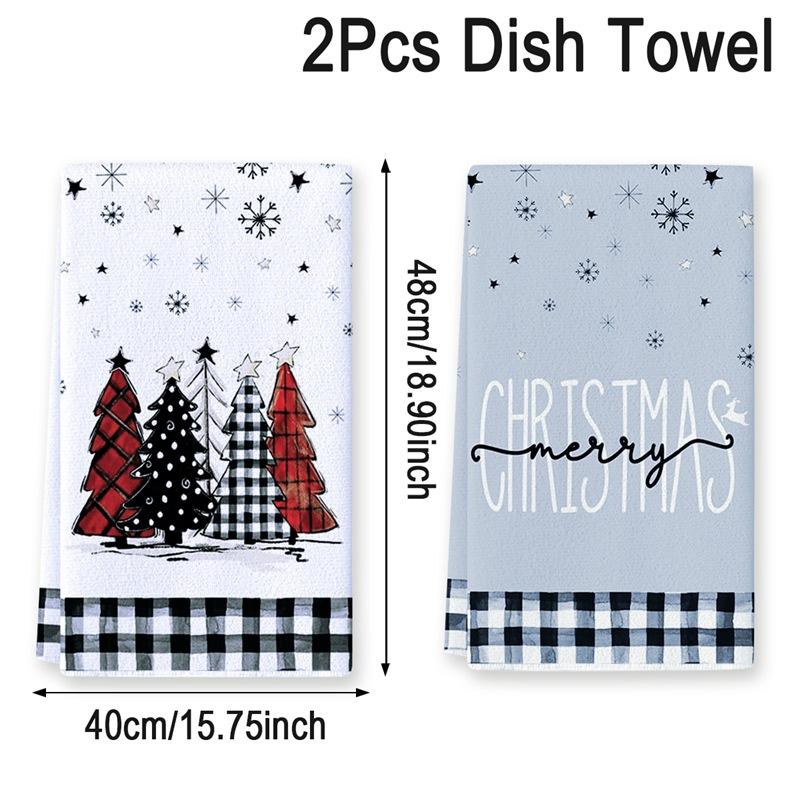1Pc/2Pcs Christmas Kitchen Towels Merry Christmas Gfits Xmas Santa Claus Dish Towel Navidad Natal New Year 2026 Home Decoration