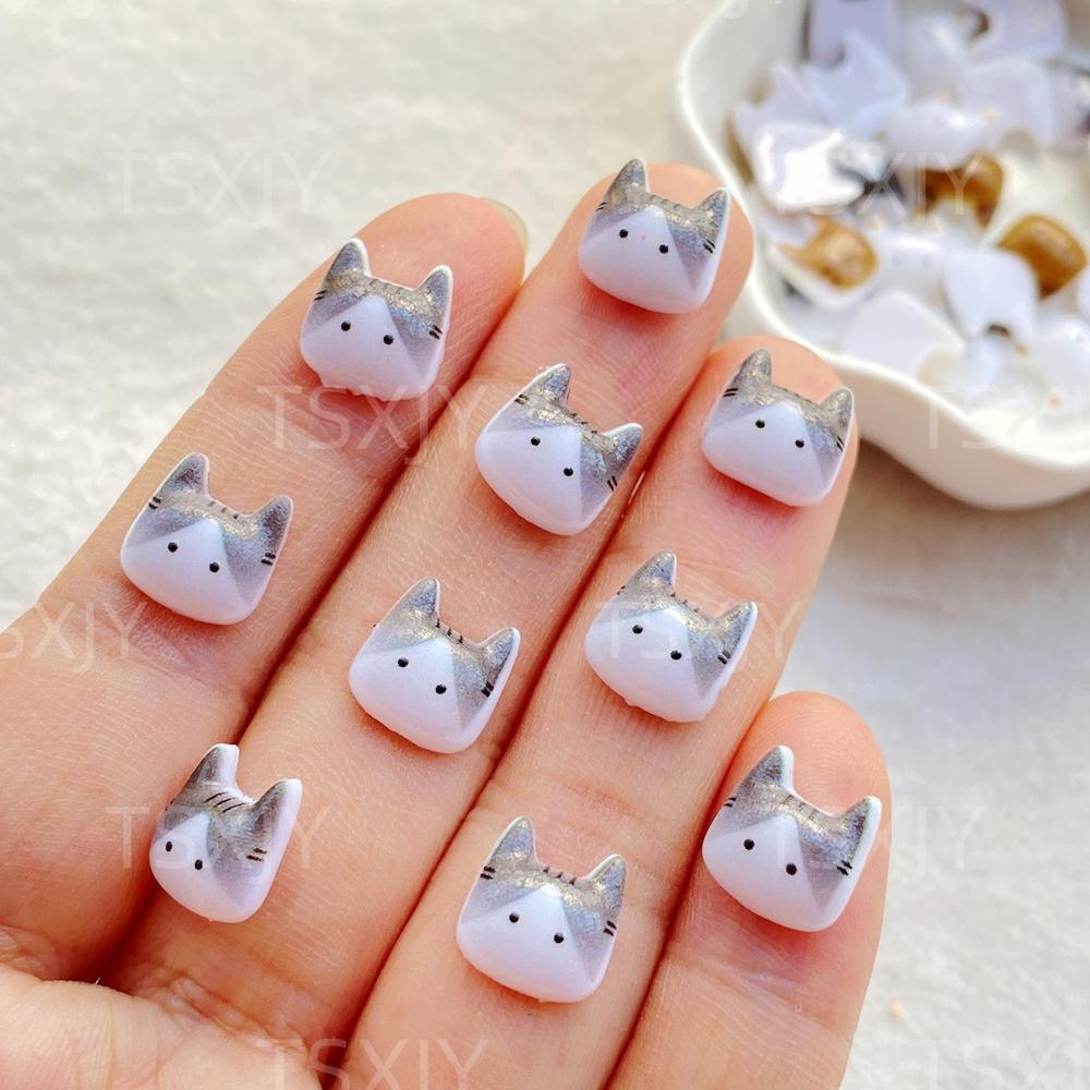 50pcs Cute Mini Cartoon Animal Kitten Nail Art Flatback Stone Figurines Scrapbook Charm DIY Jewelry Decor Crafts