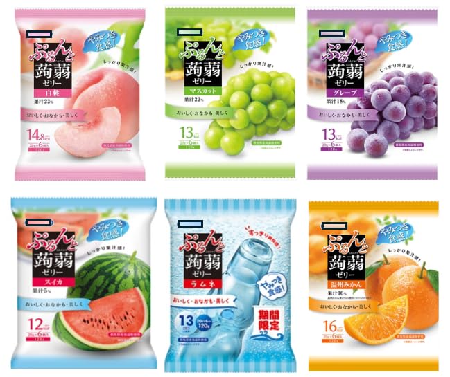 

Ассорти Пурунто Конняку и Мандарин Набор из 6 Желе, Персик, Мускат, Виноград, Арбуз, Рамунэ, Апельсин,