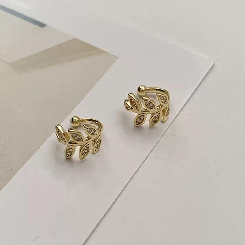 1Pc Exquisite Simple Leaf Earrings Ear Clip Gold No Piering Ear Clips Earrings
