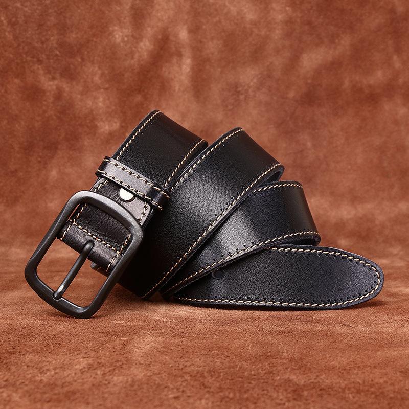 Belt Men's Handmade Washed-out Vintage Distressed Youth Leather Pin Buckle First Layer Pure Cattlehide Leisure Jeans Belt